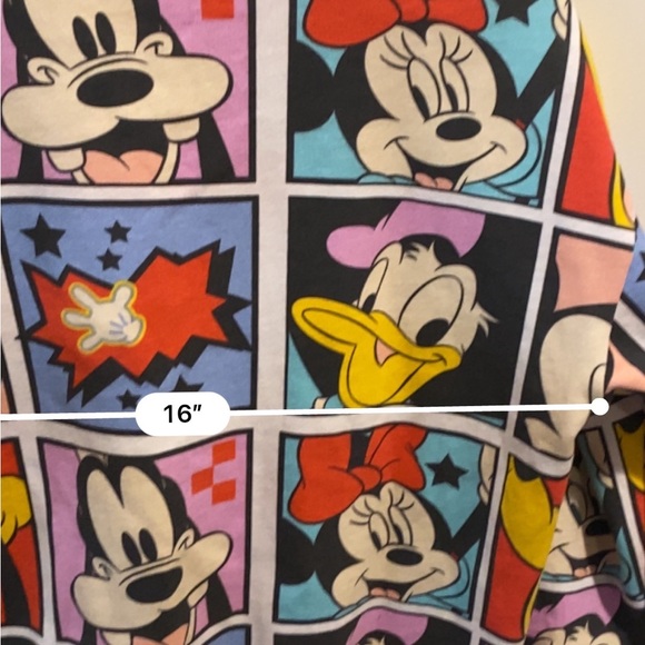 Disney Mickey and Co Mickey colorful comic grid crew neck red sweatshirt sweater - Picture 9 of 9